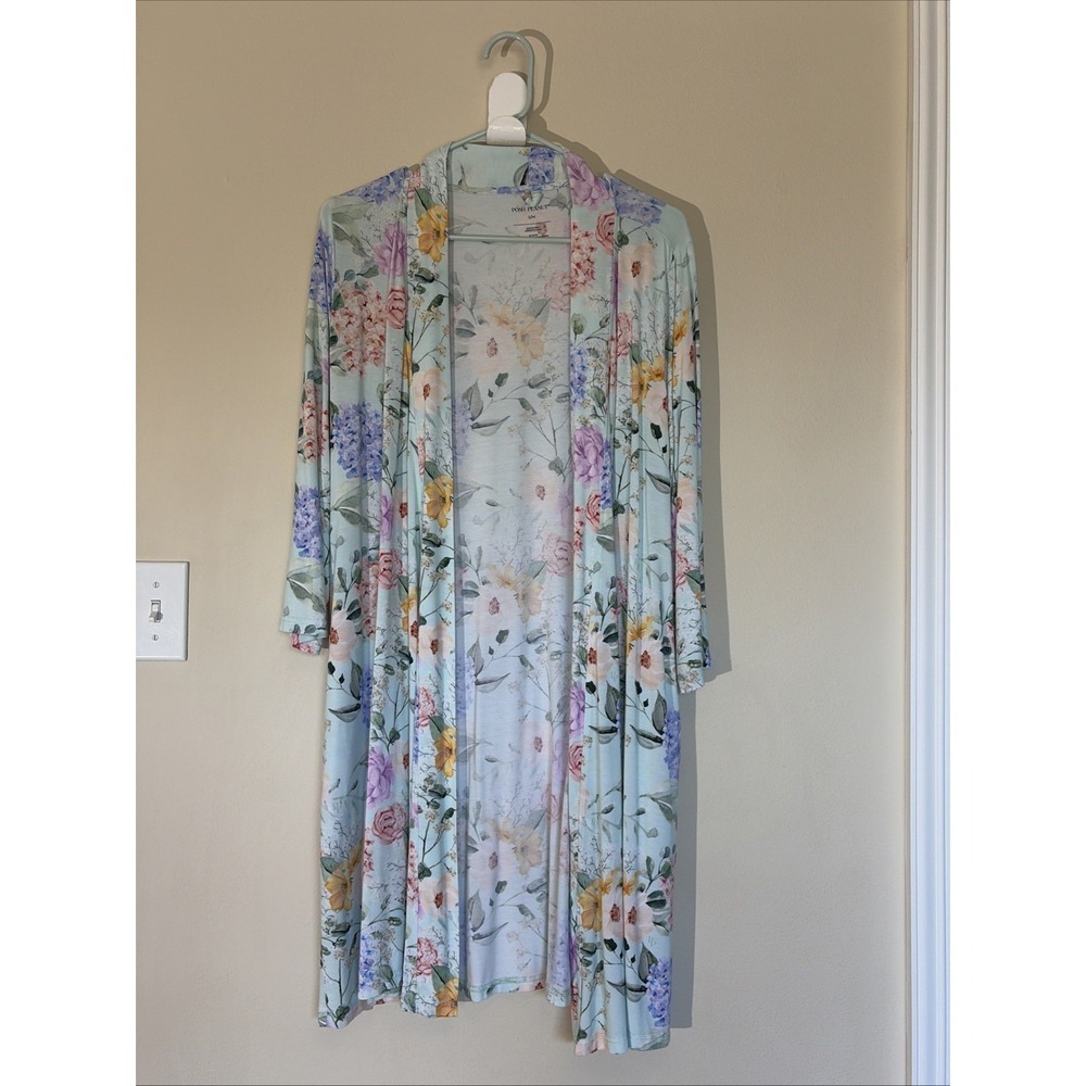Posh Peanut Colorful Spring Floral Flower Bamboo Wrap Robe‎ Womens Small/Medium